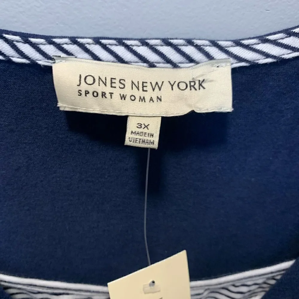 NWT Jones New York sport knit navy sleeveless tie laced V-neck dress sz 3x - Picture 13 of 13